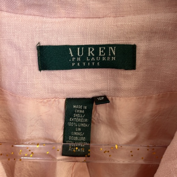 Lauren by Ralph Lauren Petites Pink Lenin Blazer 10P - Picture 8 of 9